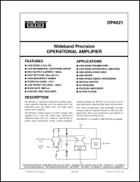 OPA621KU datasheet: Wideband Precision Operational Amplifier OPA621KU
