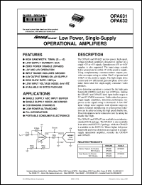 OPA632N/3K datasheet: SpeedPlus Low Power, Single Supply Operational Amplifiers OPA632N/3K