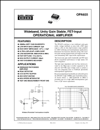 OPA655U datasheet: Wideband FET-Input Operational Amplifier OPA655U