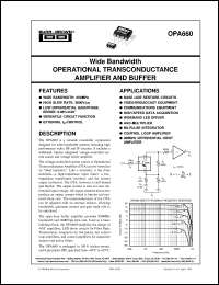 OPA660AP datasheet: Wide Bandwidth Operational Transconductance Amp and Buffer OPA660AP