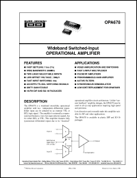 OPA678AU datasheet: Wideband Switched-Input Operational Amplifier OPA678AU