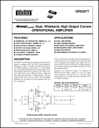 OPA2677U datasheet: SpeedPlus Dual, Wideband, High Output Current Operational Amplifier OPA2677U