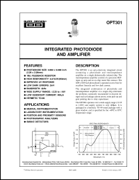 OPT301M datasheet: Integrated Photodiode and Amplifier OPT301M