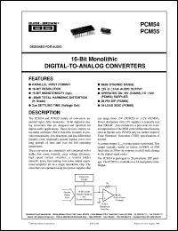 PCM55JP datasheet: 16-Bit Monolithic Digital-to-Analog Converter PCM55JP