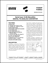 PCM56P-J datasheet: Series Input 16-Bit Monolithic Digital-to-Analog Converter PCM56P-J