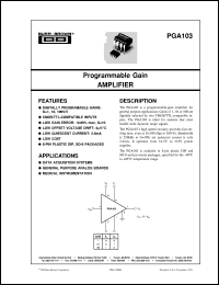 PGA103P datasheet: Programmable Gain Amplifier PGA103P