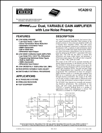 VCA2612Y/2K datasheet: SpeedPlus Dual, Variable Gain Amplifier with Low Noise Preamp VCA2612Y/2K