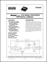 VSP2000Y/2K datasheet: SpeedPlus™ CCD Signal Processor For Digital Cameras VSP2000Y/2K