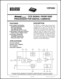 VSP2080T/2K datasheet: SpeedPlus™ CCD Signal Front-End Processor For Digital Cameras VSP2080T/2K