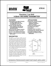 XTR101AU datasheet: Precision, Low-Drift 4mA to 20mA Two-Wire Transmitter XTR101AU