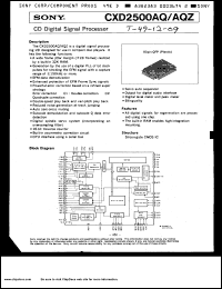 CXD2500AQZ datasheet: CD digital signal processor CXD2500AQZ