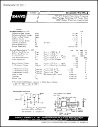 2SA1011 datasheet: PNP epitaxial planar silicon transistor, high-voltag switching, AF power amp, 100W output predriver application 2SA1011