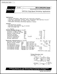 2SA1292 datasheet: PNP epitaxial planar silicon transistor, 60V/15A, high-speed driver application 2SA1292