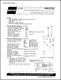 2SC3749 datasheet: NPN triple diffused planar silicon transistor, switching regulator application 2SC3749