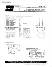 2SD1159 datasheet: NPN triple diffused planar silicon transistor, TV horizontal deflection output, high-current switching application 2SD1159