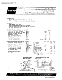 2SD1876 datasheet: NPN triple diffused planar silicon transistor, color TV horizontal deflection output application 2SD1876