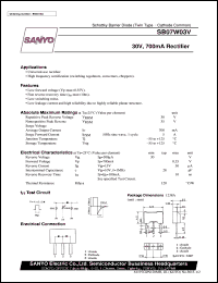 SB07W03V datasheet: Schottky barier diode, 30V/700mA rectifier SB07W03V