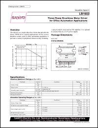 LB1922 datasheet: 3-phase brushless motor driver for office automation application LB1922