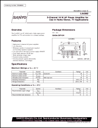 LA4282 datasheet: 2-channel 10W AF power amplifier for use in home stereo, TV application LA4282