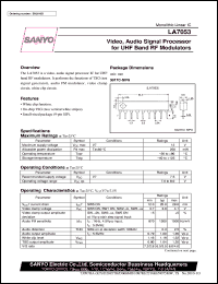 LA7053 datasheet: Video, audio signal processor for UHF band RF modulator LA7053
