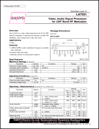 LA7051 datasheet: Video, audio signal processor for UHF band RF modulator LA7051