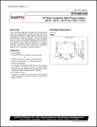STK400-040 datasheet: AF power amplifier (25W + 25W +25W) STK400-040