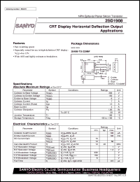 2SD1908 datasheet: NPN epitaxial planar silicon transistor, CTR display horizontal deflection output application 2SD1908