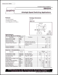 2SK2316 datasheet: N-channel silicon MOSFET, ultrahigh-speed switching application 2SK2316