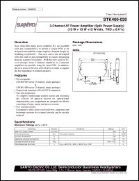 STK400-020 datasheet: 3-channel AF power amplifier (15W+15W+15W) STK400-020