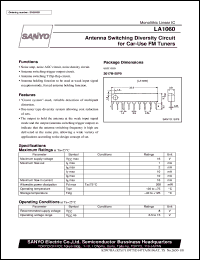 LA1060 datasheet: Antenna switching diversity circuit for car-use FM tuner LA1060