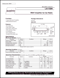 LA1150N datasheet: FM IF amplifier for car radio LA1150N