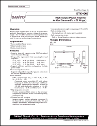 STK4067 datasheet: High-output power amplifier for car stereo (60W) STK4067