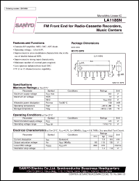 LA1186N datasheet: FM front end for radio-cassette recorder, music center LA1186N