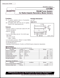 LA1260 datasheet: FM/AM tuner system for radio cassette recorder, music center LA1260