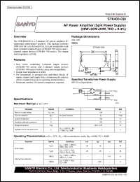 STK400-030 datasheet: AF power amplifier (20W+20W+20W) STK400-030