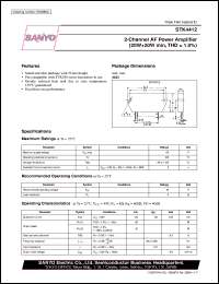 STK4412 datasheet: 2-channel AF power amplifier (20W+20W) STK4412