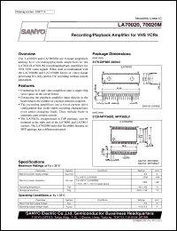 LA70020 datasheet: Recording/playback amplifier for VHS VCR LA70020
