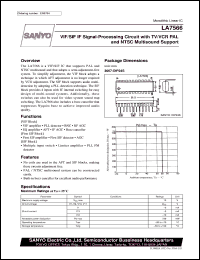 LA7566 datasheet: VIF/SIF IF signal-processing circuit with TV/VCR PAL and NTSC multisound support LA7566