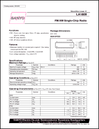 LA1800 datasheet: FM/AM single-chip radio LA1800