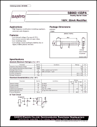 SB002-15CPA datasheet: Shottky barrier diode, 150V/20mA rectifier SB002-15CPA