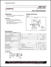 SB07-03P datasheet: Shottky barrier diode, 30V/700mA rectifier SB07-03P