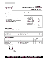 SB200-05H datasheet: Shottky barrier diode, 50V/20A rectifier SB200-05H