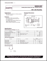 SB200-09R datasheet: Shottky barrier diode, 90V/20A rectifier SB200-09R