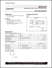 SB250-05H datasheet: Shottky barrier diode, 50V/25A rectifier SB250-05H