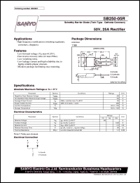 SB250-05R datasheet: Shottky barrier diode, 50V/25A rectifier SB250-05R