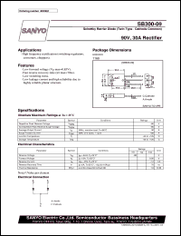 SB300-09 datasheet: Shottky barrier diode, 90V/30A rectifier SB300-09