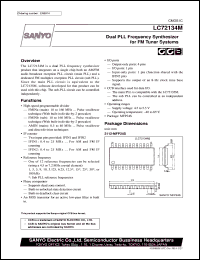 LC72134M datasheet: Dual PLL frequency synthesizer for FM tuner system LC72134M