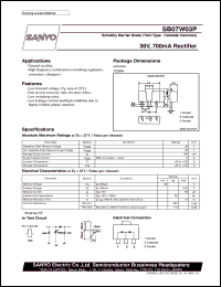 SB07W03P datasheet: Schottky barrier diode, 30V/700mA rectifier SB07W03P