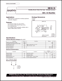 SB10-18 datasheet: Schottky barrier diode, 80V/1A rectifier SB10-18