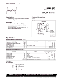 SB20-05P datasheet: Schottky barrier diode, 50V/2A rectifier SB20-05P